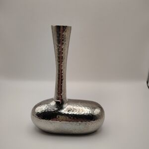 Contemporary Silver Hammered Vase